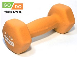 Гантель GO DO в виниловой матовой неопреновой оболочке.  Вес 2 кг.  (Оранжевый) GO DO 31560