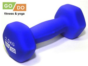 Гантель GO DO в виниловой матовой неопреновой оболочке.  Вес 2 кг.  (Синий) GO DO 31560