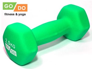 Гантель GO DO в виниловой матовой неопреновой оболочке.  Вес 2 кг.  (Зеленый) GETSPORT 31560
