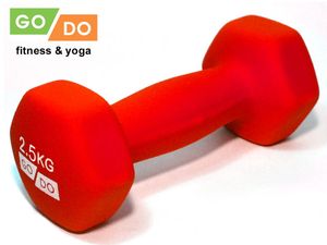 Гантель GO DO в виниловой матовой неопреновой оболочке.  Вес 2,5 кг.  (Красный) GETSPORT 31561