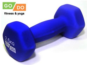 Гантель GO DO в виниловой матовой неопреновой оболочке.  Вес 2,5 кг.  (Синий) GETSPORT 31561