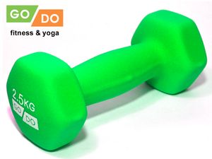 Гантель GO DO в виниловой матовой неопреновой оболочке.  Вес 2,5 кг.  (Зеленый) 31561