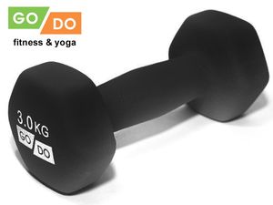 Гантель GO DO в виниловой матовой неопреновой оболочке. Вес 3 кг.  (Чёрный) 31562