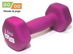 Гантель GO DO в виниловой матовой неопреновой оболочке. Вес 3 кг.  (Фиолетовый) GETSPORT 31562