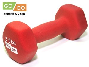 Гантель GO DO в виниловой матовой неопреновой оболочке. Вес 3 кг.  (Красный) GETSPORT 31562