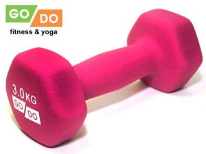 Гантель GO DO в виниловой матовой неопреновой оболочке. Вес 3 кг.  (Розовый) GETSPORT 31562