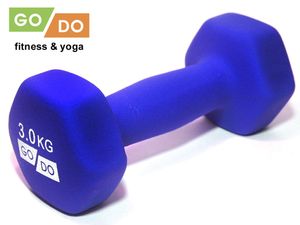 Гантель GO DO в виниловой матовой неопреновой оболочке. Вес 3 кг.  (Синий) GETSPORT 31562