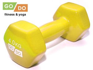 Гантель GO DO в виниловой оболочке. Вес 4  кг.  (Жёлтый) GETSPORT 31730