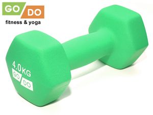 Гантель GO DO в виниловой матовой неопреновой оболочке. Вес 4 кг.  (Зеленый) GETSPORT 31732