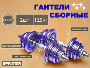 Гантели сборные 2 шт по 12,5 кг HA2-DD25  (голубой) 31801