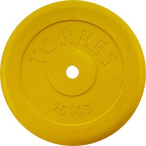 Диск обрезин. "TORRES  15 кг" арт.PL504215, d.25мм, металл в резиновой оболочке, желтый TORRES PL504215