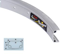 Обод S25А одинар. 700С(28x1.5-1.95) серебр. 36H ТАЙВАНЬСКИЕ ПРОИЗВОДИТЕЛИ ZTB18217