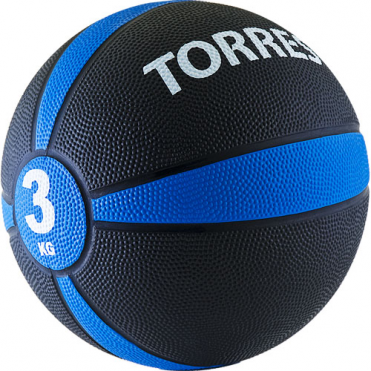 Медбол "TORRES 3 кг", арт.AL00223, резина, диаметр 21,9 см, черно-сине-белый TORRES AL00223