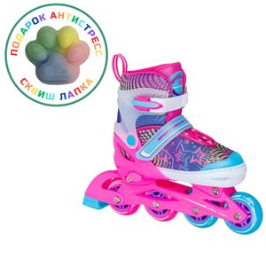 Раздвижные роликовые коньки CK-SK-P320-31 Pink (антистресс сквиш лапка в подарок) (S (29-32)) Alpha Caprice CK-SK-P320-31