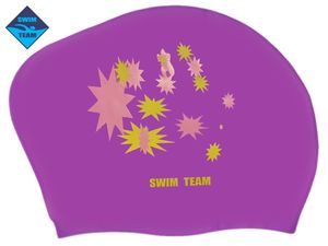 Шапочка для плавания для длинных волос SWIM TEAM звёзды: KW-S  (Фиолетовый) GETSPORT 40104