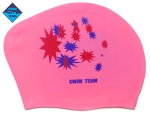 Шапочка для плавания для длинных волос SWIM TEAM звёзды: KW-S  (Розовый) GETSPORT 40104