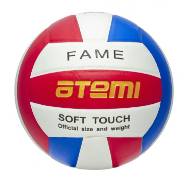 Мяч волейбольный Atemi FAME, синтетическая кожа PU Soft, красн/бел/син, 18 п, клееный, окруж 65-67 ATEMI 00000111535