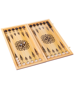 Нарды большие с цветным рисунком, деревянные шашки УТ-00001530
