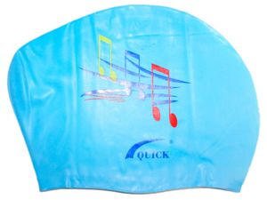 Шапочка для плавання для длинных волос QUICK ноты  (Голубой) GETSPORT 50230