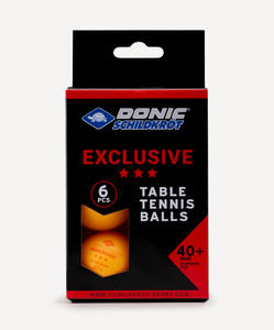 Мяч для настольного тенниса Donic 3* Exclusive, оранжевый, 6 шт.
