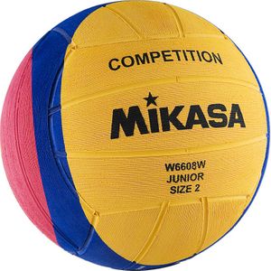 Мяч для водного поло "MIKASA W6608W" резина, Junior, р.2,вес 300-320 г, дл. окр.58-60см,желт-син-роз 2 MIKASA W6608W