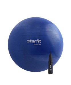 БЕЗ УПАКОВКИ Фитбол STARFIT GB-109 антивзрыв, 1500 гр, с ручным насосом, темно-синий, 85 см STARFIT ЦБ-00000891