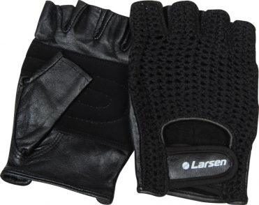 Перчатки для тяжелой атлетики и фитнеса натуральная кожа Larsen NT503 черный размер L