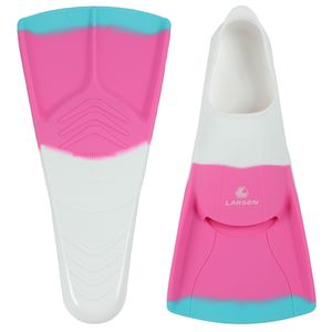 Ласты укороченные Larsen 6985 белый/розовый (силикон)