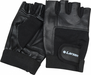Перчатки для тяжелой атлетики и фитнеса натуральная кожа Larsen NT506 черный размер S