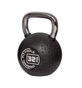 Гиря 32 кг с хромированной ручкой полиуретановая (CPU) Original FitTools FT-KB-CPU-32