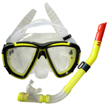 Набор для плавания маска трубка (желтый) (ПВХ) R18005 10012603