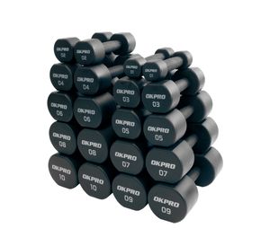 Набор полиуретановых гантелей от 1 до 10 кг (серый лого) OKPRO OK1025C-1-10-G