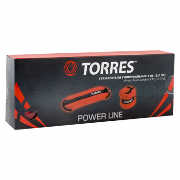 Утяжелители универсальные"TORRES 2 кг" арт.PL110182, эрг. форма,неопрен, металл. песок, красно-черны TORRES PL110182