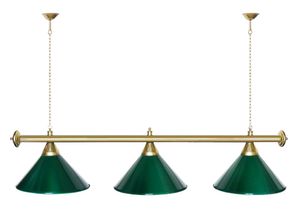 Лампа STARTBILLIARDS 3 пл. (плафоны золотые,штанга голубая,фурнитура золото) ЛSB.3#ПлаЗол,ШтаГол,ФурЗо