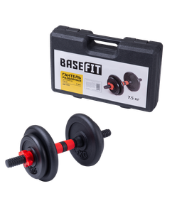 БЕЗ УПАКОВКИ Гантель разборная в чемодане BASEFIT DB-705 чугун/пластик, 7,5 кг, 1 шт BASEFIT ЦБ-00004153