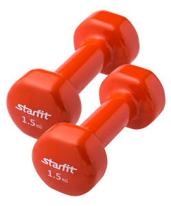 Гантель виниловая, комплект STARFIT DB-101 1,5 кг, оранжевый, 2 шт Starfit УТ-00019076