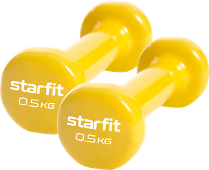 Гантель виниловая Core DB-101 0,5 кг, желтый, 2 шт Starfit УТ-00020380