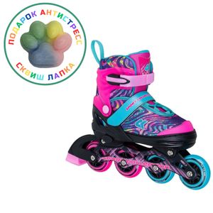 Раздвижные роликовые коньки CK-SK-A310-1 Pink-Black (антистресс сквиш лапка в подарок) (M (33-36)) Alpha Caprice CK-SK-A310-1