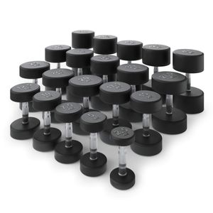 Ряд гантелей круглых UNIX Fit обрезиненные от 2,5 до 50 кг DBRND2_5/50PBK