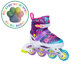 Раздвижные роликовые коньки CK-SK-A310-1 Violet (антистресс сквиш лапка в подарок) (XS (25-28)) Alpha Caprice CK-SK-A310-1