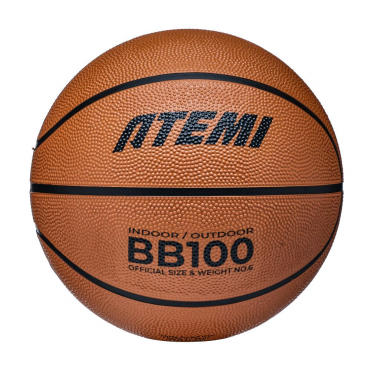 Мяч баскетбольный Atemi, р. 6, резина, 8 панелей, BB100N, окруж 72-74, клееный ATEMI 00-00009815