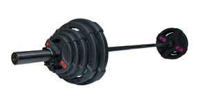 Штанга олимпийская 88 кг (диски с двумя хватами, черный гриф) Original FitTools FT-2HGSET-88-BLACK