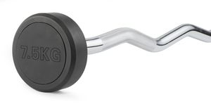 Штанга неразборная обрезиненная 7,5 кг. Изогнутый гриф. VictoryFit VF-DX5075