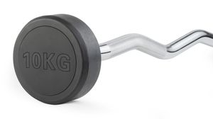 Штанга неразборная обрезиненная 10 кг. Изогнутый гриф. VictoryFit VF-DX5100