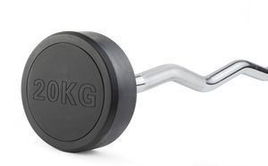 Штанга неразборная обрезиненная 20 кг. Изогнутый гриф. VictoryFit VF-DX5200