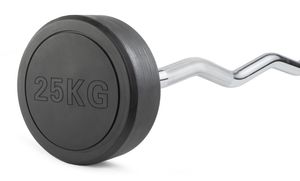 Штанга неразборная обрезиненная 25 кг. Изогнутый гриф. VictoryFit VF-DX5250