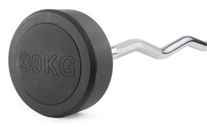 Штанга неразборная обрезиненная 30 кг. Изогнутый гриф. VictoryFit VF-DX5300