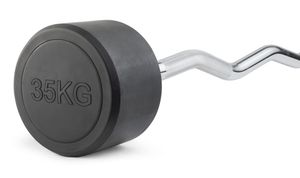 Штанга неразборная обрезиненная 35 кг. Изогнутый гриф. VictoryFit VF-DX5350
