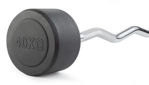 Штанга неразборная обрезиненная 40 кг. Изогнутый гриф. VictoryFit VF-DX5400