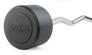 Штанга неразборная обрезиненная 45 кг. Изогнутый гриф. VictoryFit VF-DX5450
